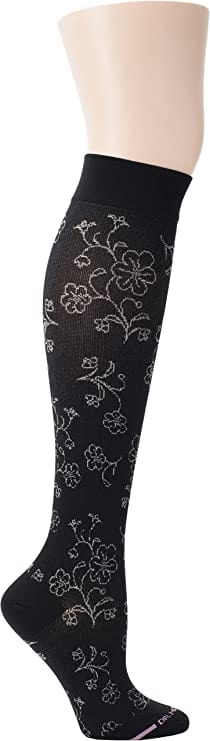 FAIRE compression socks Black with white flowers Dr Motion Everyday compression Socks